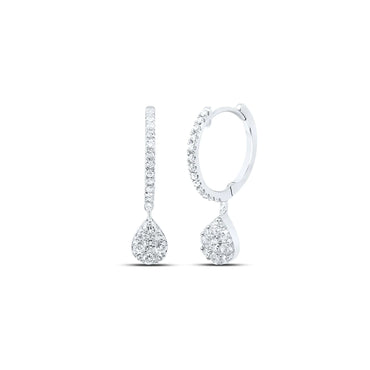 10kt Gold Hoop Teardrop Dangle 3/8 ct Diamond Earrings