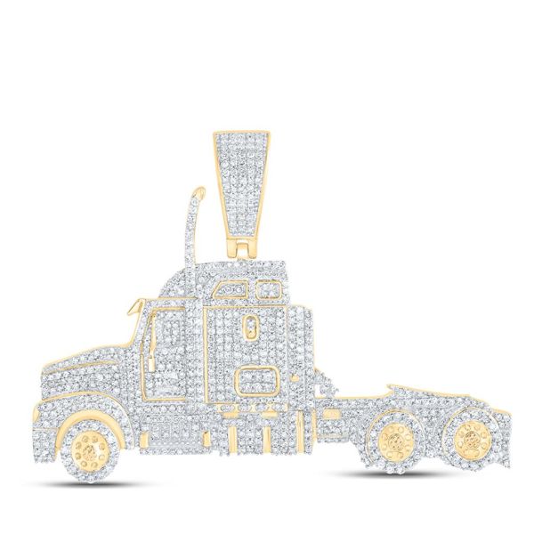 10K Yellow Gold 1.25 ct Diamond Semi Truck Pendant