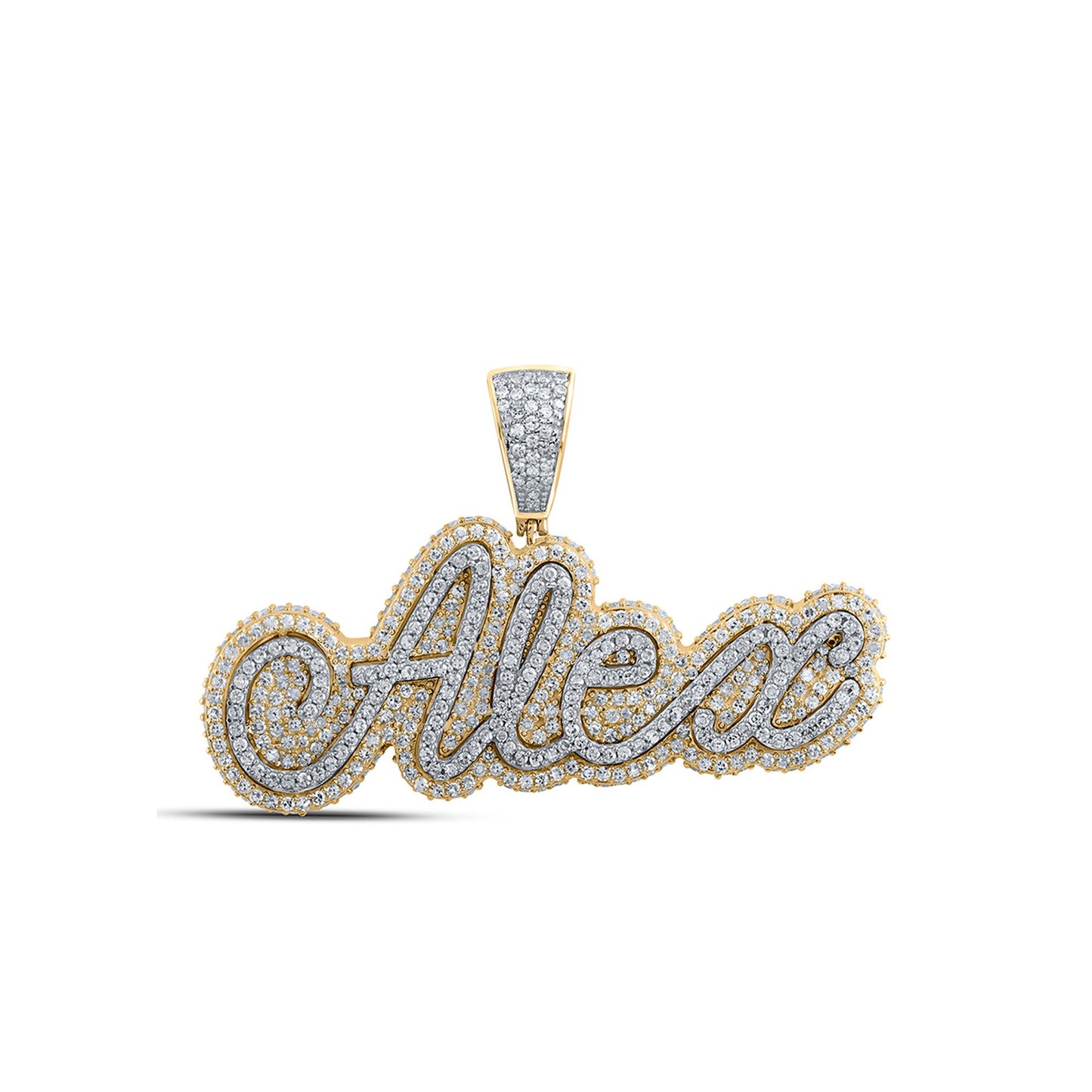 Two-Tone Gold 2 ct Diamond Name Plate