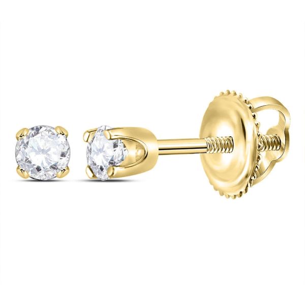14kt Gold Round 1/20th ct Diamond Earrings