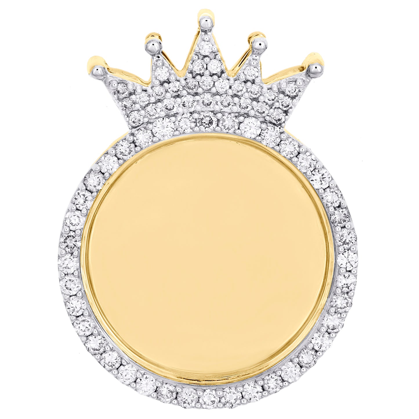10kt Gold 1ct Diamond Memory Crown Circle Pendant