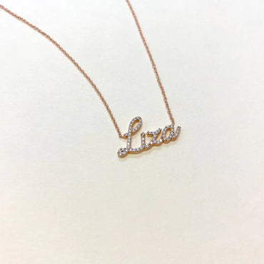 14K Full 1ct Diamond Script Name Plate