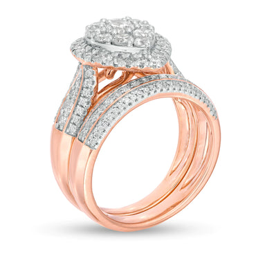 14K Gold Pear 2ct Diamond Bridal Wedding Ring Set