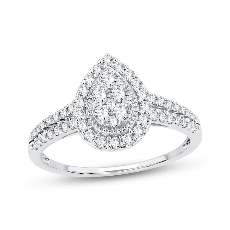 10k Gold Multi-Stone 1/2 ct Diamond Engagement Ring Round-cut