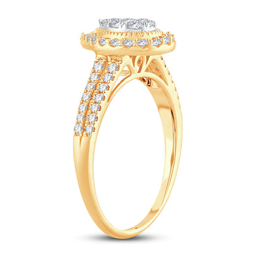 10k Gold Multi-Stone 1/2 ct Diamond Engagement Ring Round-cut