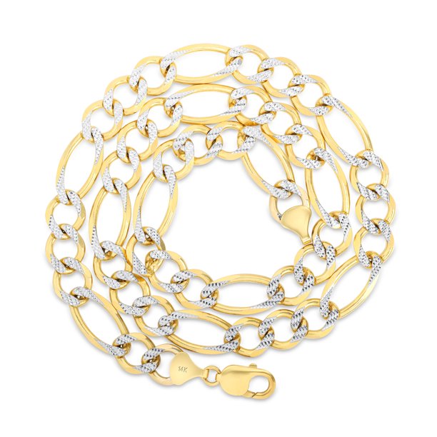 10k Gold Two-Tone Figaro Chain 4 mm - 6.5 mm