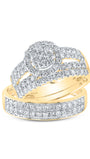 14kt Gold 1.75 Ct Diamond Cluster Wedding Ring Set