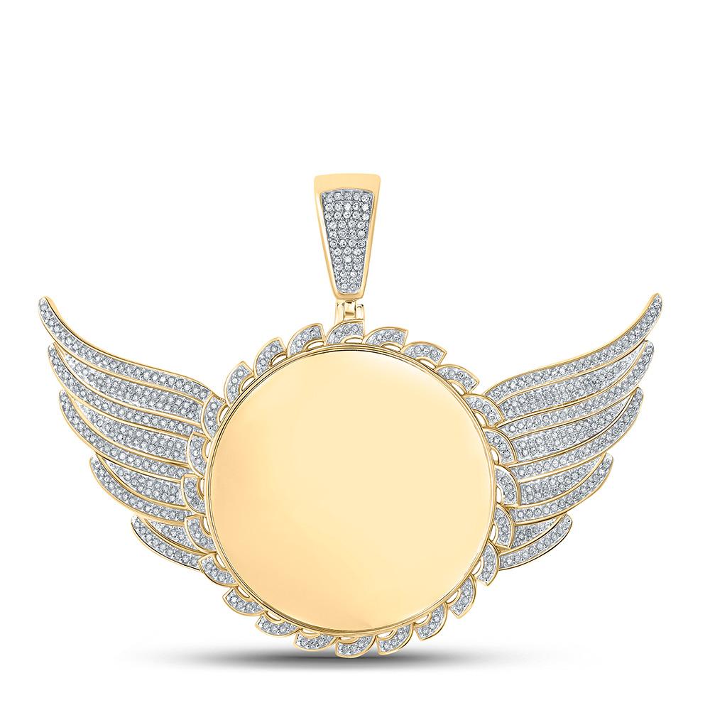 10kt Yellow Gold 1ct Diamond Wing Memory Circle Pendant