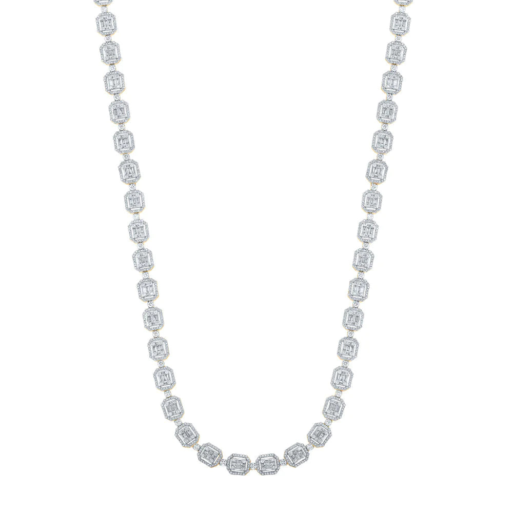 10kt Gold 8ct Diamond Square Baguette Chain